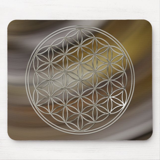 Flower of Life | silver brown Mouse Pad (Front)