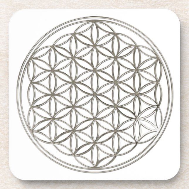 FLOWER OF LIFE - silver Coaster (Front)