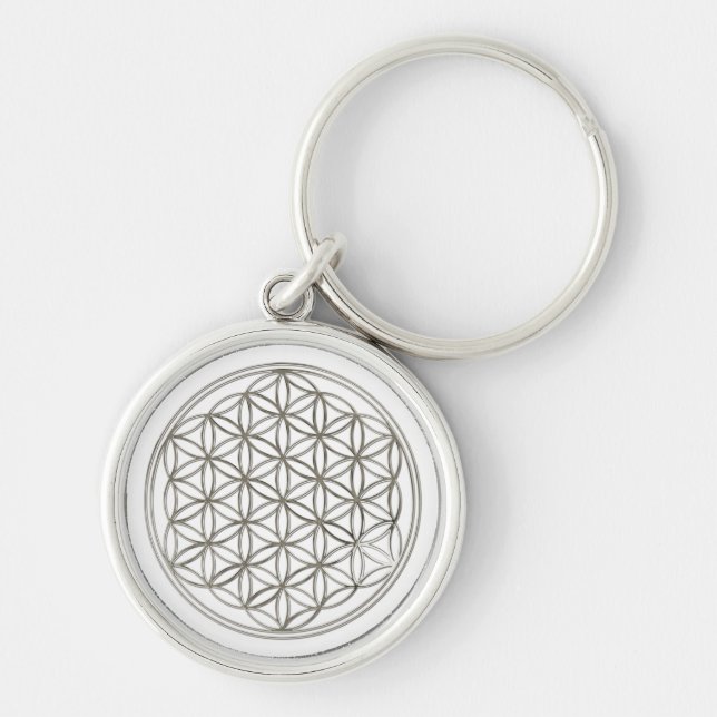 FLOWER OF LIFE - silver Key Ring (Front)