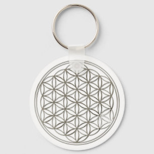 FLOWER OF LIFE - silver Key Ring