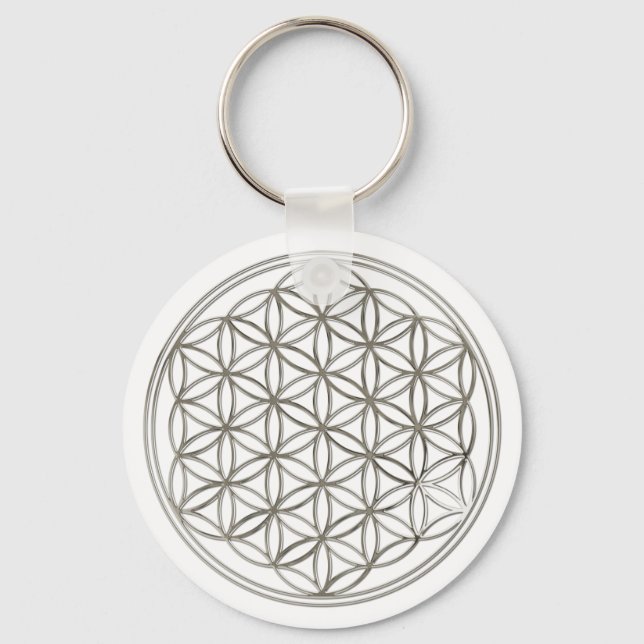 FLOWER OF LIFE - silver Key Ring (Front)