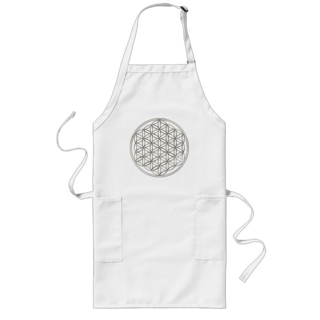 FLOWER OF LIFE - silver Long Apron (Front)