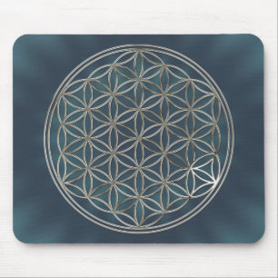 Flower of Life   silver radial Mouse Pad