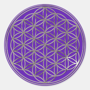 Flower of Life   silver violet Classic Round Sticker