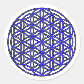 Flower of Life Single Blue Classic Round Sticker