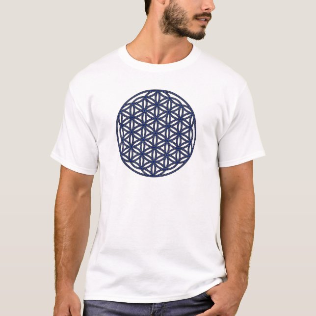Flower of Life Single Indigo T-Shirt (Front)