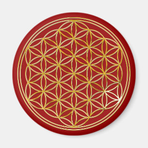 Flower of life small darkred magnet