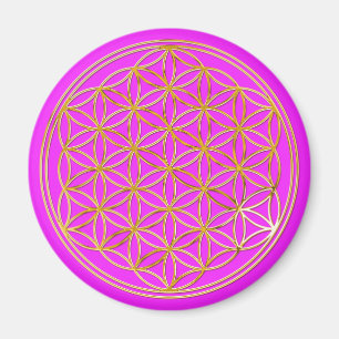 Flower of life small pink magnet