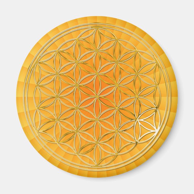 Flower of life | small yellow shine magnet (Front)