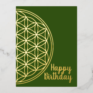 Flower Of Life - Solid Original Shape Foil Holiday Postcard