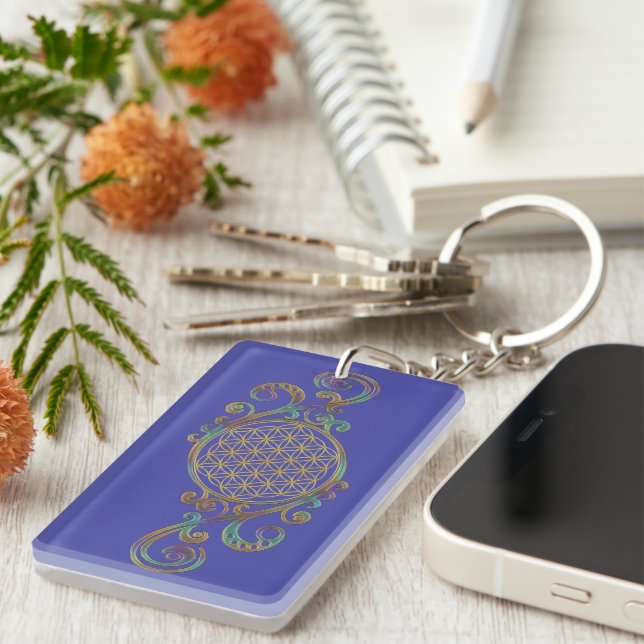 Flower Of Life - Spirals Ornaments 1 Key Ring (Front Right)