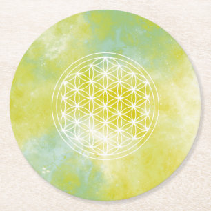 flower of life square paper coaster