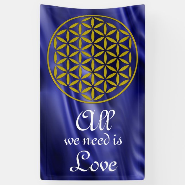 Flower of Life - stamp gold + your backgr. & ideas Banner (Vertical)