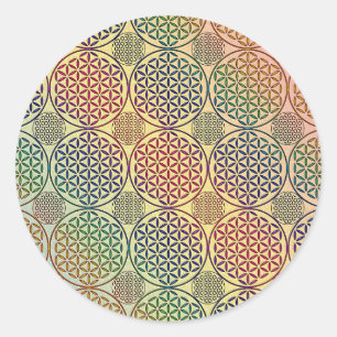 Flower of Life - stamp grunge pattern 1 Classic Round Sticker
