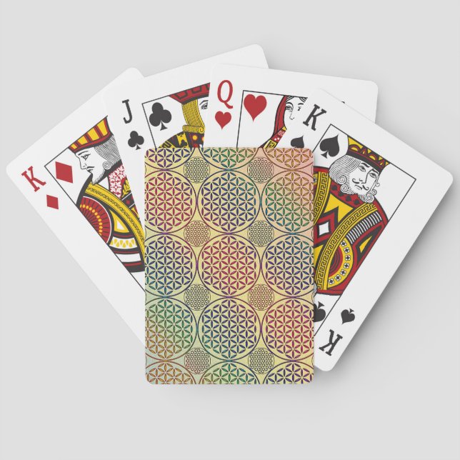 Flower of Life - stamp grunge pattern 1 Playing Cards (Back)
