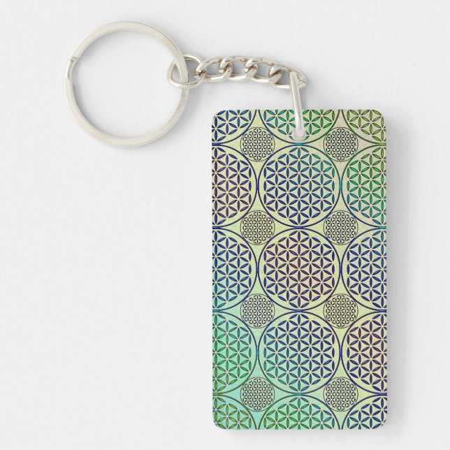 Flower of Life - stamp grunge pattern 2 Key Ring (Front)