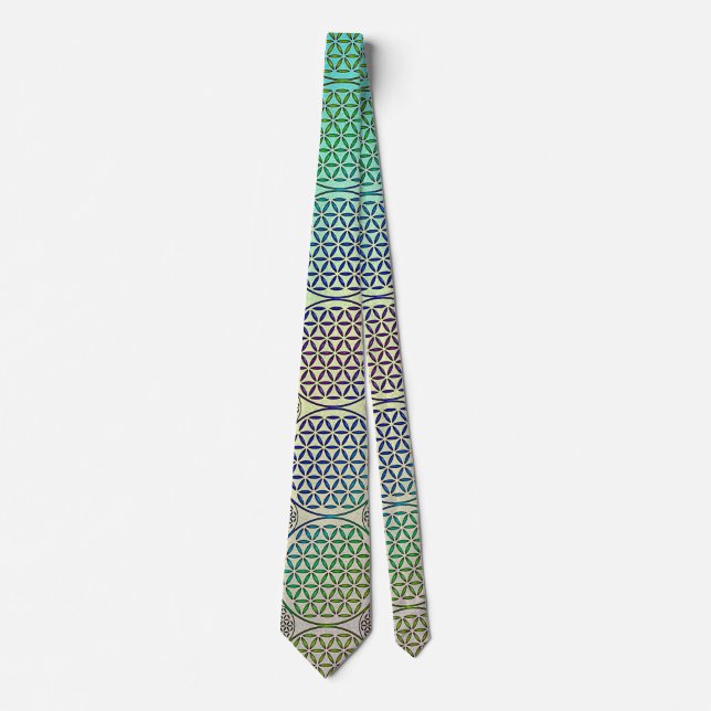 Flower of Life - stamp grunge pattern 2 Tie (Front)