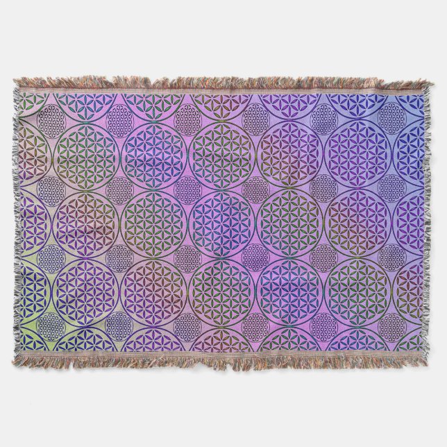 Flower of Life - stamp grunge pattern 3 Throw Blanket (Front)