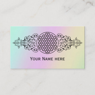 Flower Of Life - stamp ornaments black I Business Card
