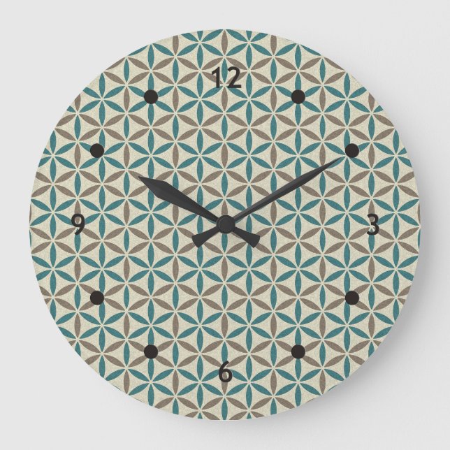 Flower of Life - stamp pattern - BG 1 Large Clock (Front)