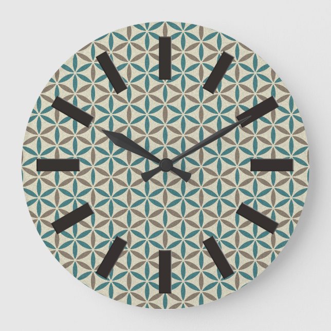 Flower of Life - stamp pattern - BG 1 Large Clock (Front)