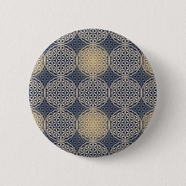 Flower of Life - stamp pattern - blue sand 6 Cm Round Badge (Front)