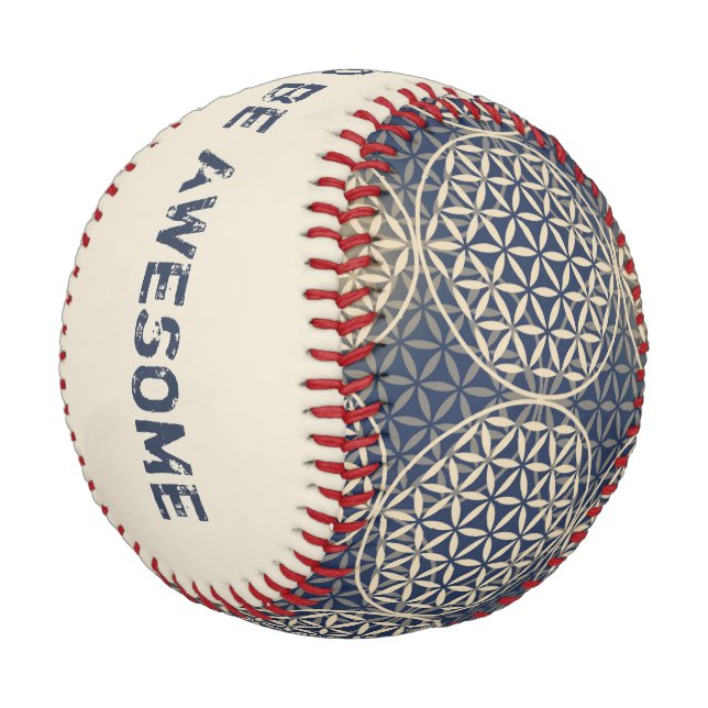 Flower of Life - stamp pattern - blue sand Baseball (Angled)