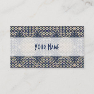 Flower of Life - stamp pattern - blue sand Business Card