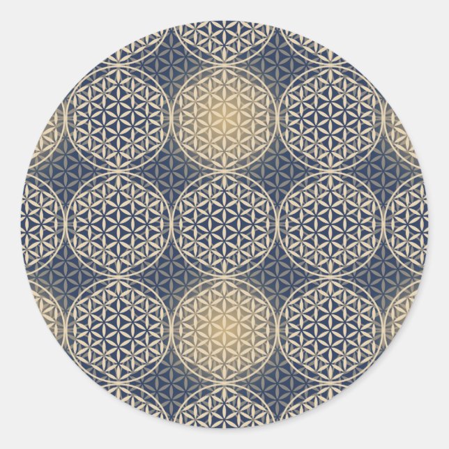 Flower of Life - stamp pattern - blue sand Classic Round Sticker (Front)