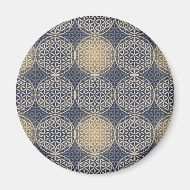 Flower of Life - stamp pattern - blue sand Magnet (Front)