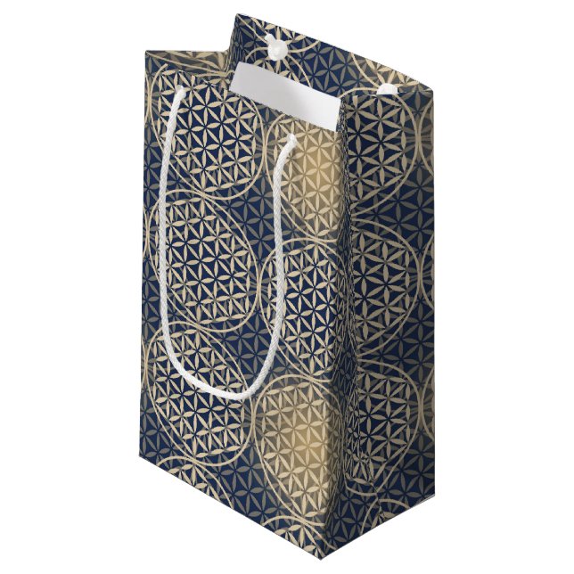 Flower of Life - stamp pattern - blue sand Small Gift Bag (Front Angled)