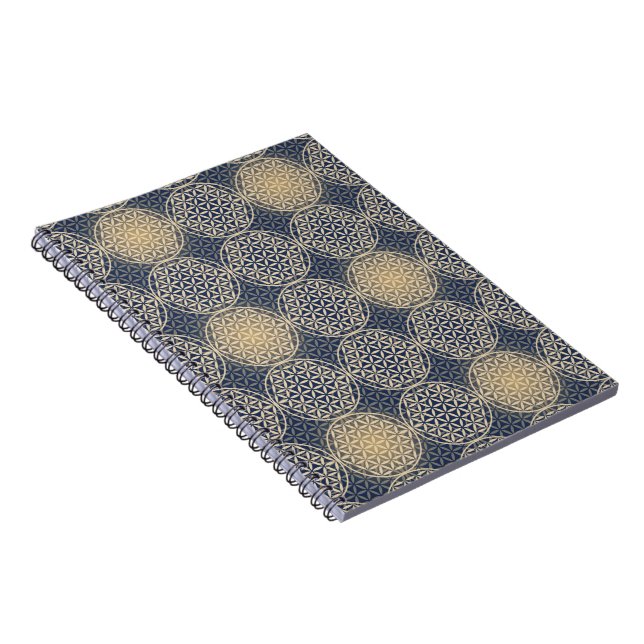 Flower of Life - stamp pattern - blue sand Spiral Notebook (Right Side)