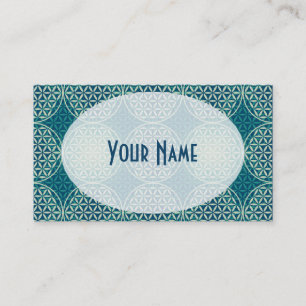 Flower of Life - stamp pattern - cyan blue Business Card