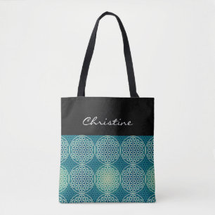 Flower of Life - stamp pattern - cyan blue Tote Bag