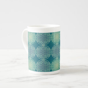 Flower of Life - stamp pattern - cyan Bone China Mug