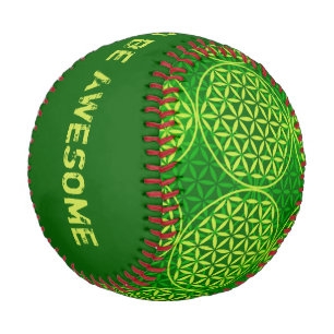 Flower of Life - stamp pattern - green Baseball