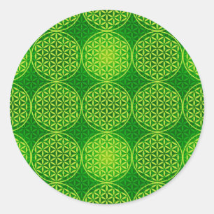 Flower of Life - stamp pattern - green Classic Round Sticker