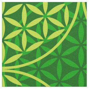 Flower of Life - stamp pattern - green Fabric