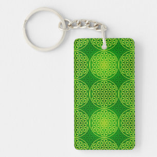 Flower of Life - stamp pattern - green Key Ring