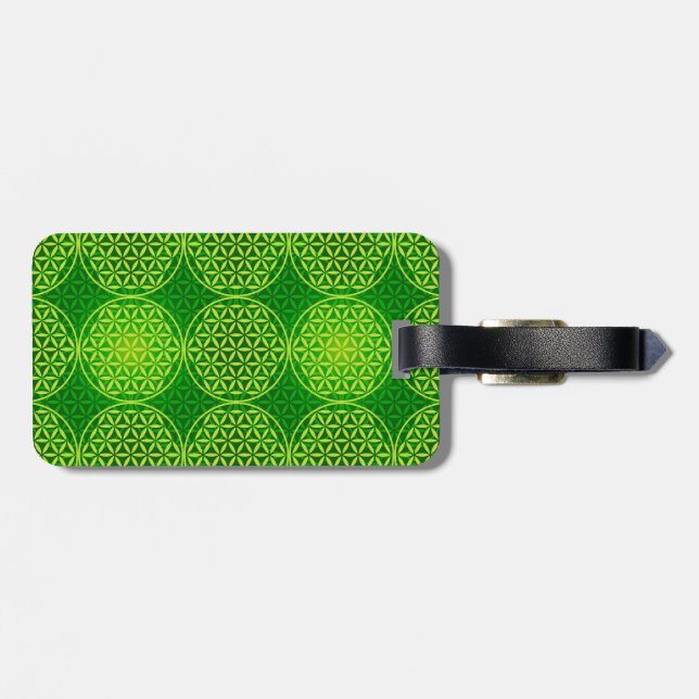 Flower of Life - stamp pattern - green Luggage Tag (Back Horizontal)