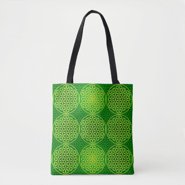 Flower of Life - stamp pattern - green Tote Bag (Front)