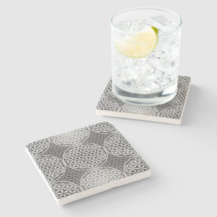 Flower of Life - stamp pattern - grey Stone Coaster