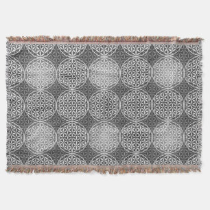 Flower of Life - stamp pattern - grey Throw Blanket