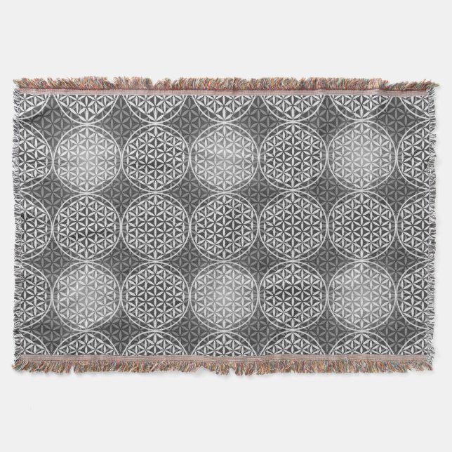 Flower of Life - stamp pattern - grey Throw Blanket (Front)