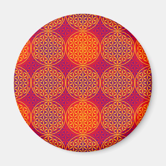 Flower of Life - stamp pattern - orange pink Magnet (Front)