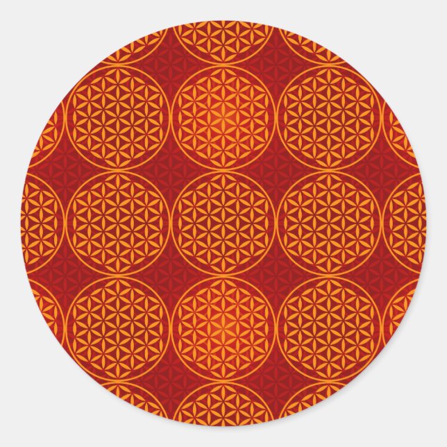 Flower of Life - stamp pattern - orange red Classic Round Sticker (Front)