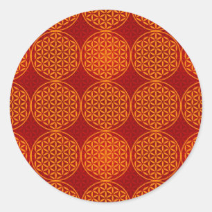 Flower of Life - stamp pattern - orange red Classic Round Sticker