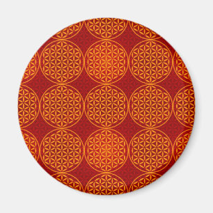 Flower of Life - stamp pattern - orange red Magnet