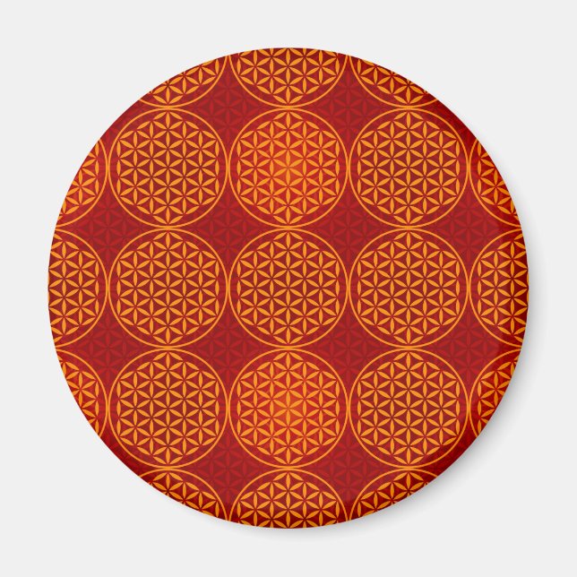 Flower of Life - stamp pattern - orange red Magnet (Front)