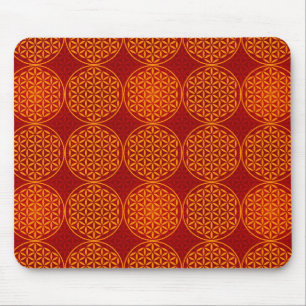 Flower of Life - stamp pattern - orange red Mouse Pad